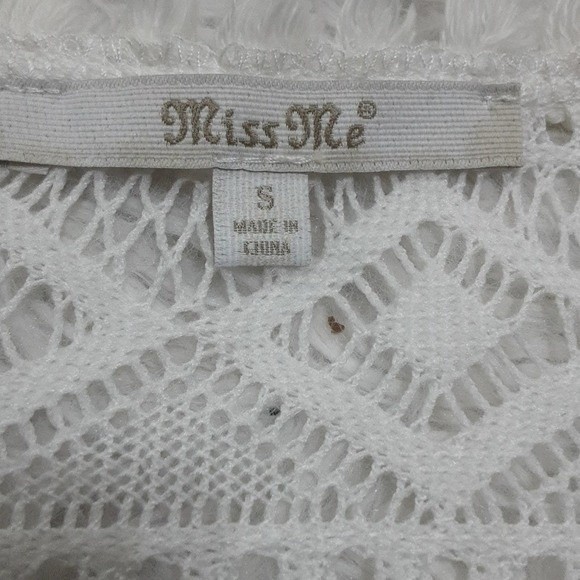 Miss Me Boho Crochet Fringe Open Front Lined Vest Small Festival Western Chic - Picture 4 of 4